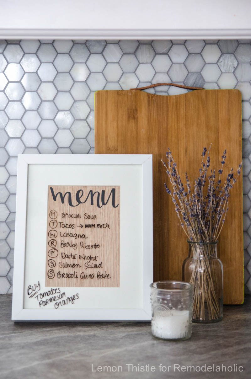 Handmade Wood Veneer whiteboard Menu Planner