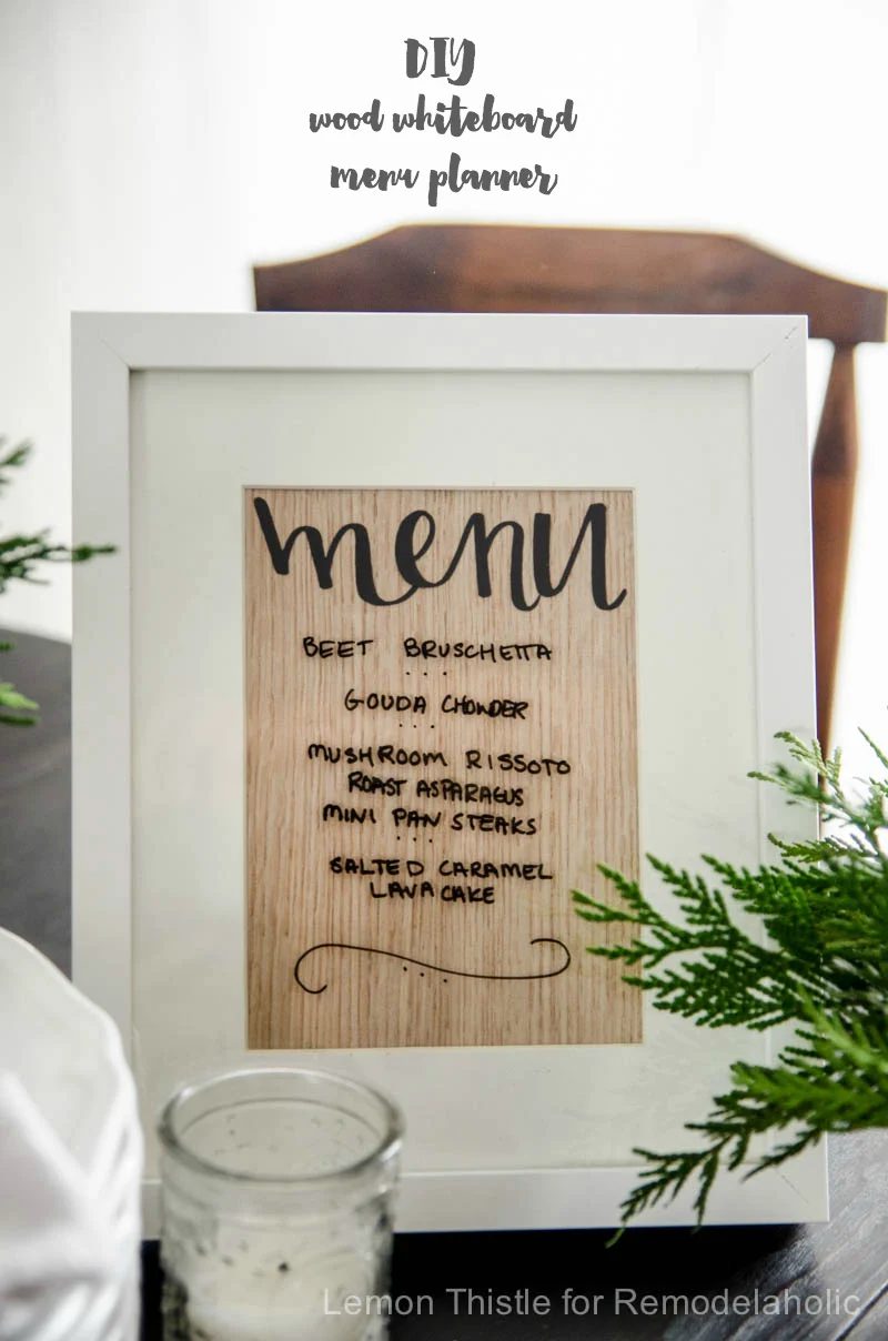 Use this straightforward Handmade wood whiteboard menu planner to organize your meals or display the offerings for your next dinner party. walkthrough from Lemon Thistle on Bekob.