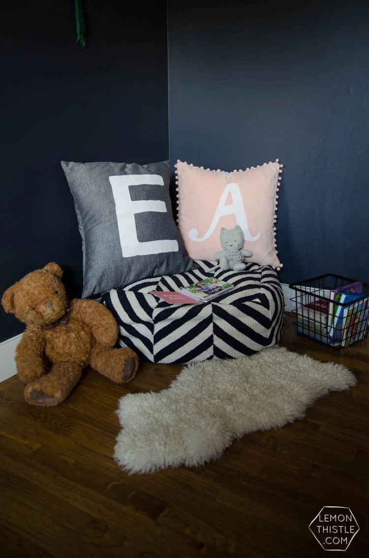 Handmade Hand Lettered Stripflock (fuzzy!) Throw Pillows