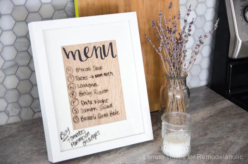 Handmade Wood Veneer whiteboard Menu Planner