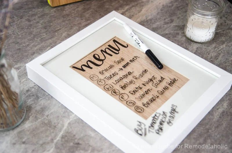 Handmade Wood Veneer whiteboard Menu Planner