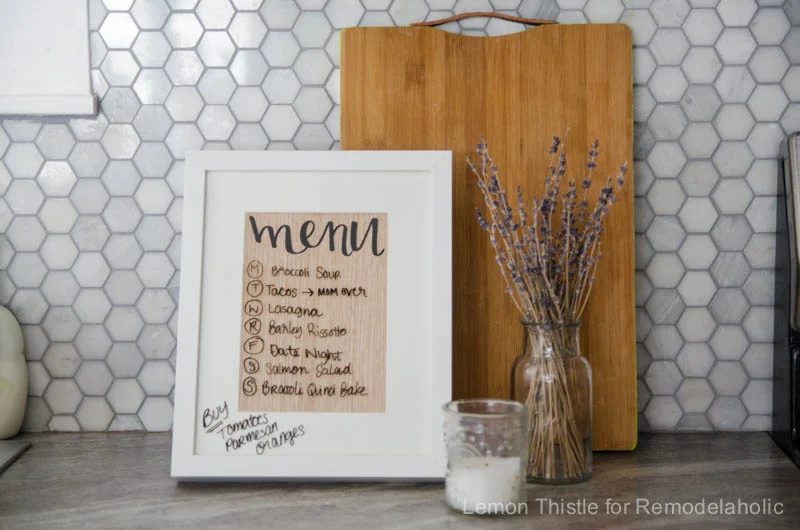 Handmade Wood Veneer whiteboard Menu Planner