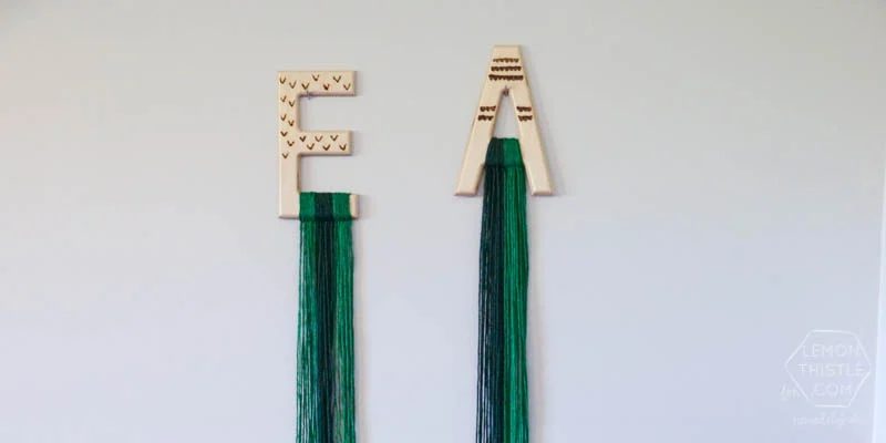 Handmade Wood and Yarn Monogram Wall Hangings