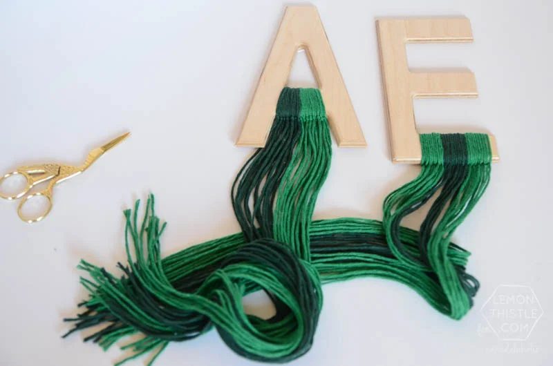Handmade Wood and Yarn Monogram Wall Hangings