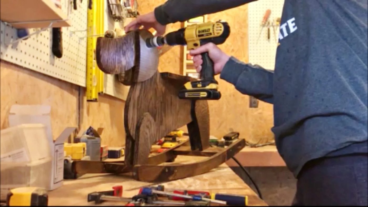 Drill Handle Hole, Wooden Rocking Horse Dog Plans