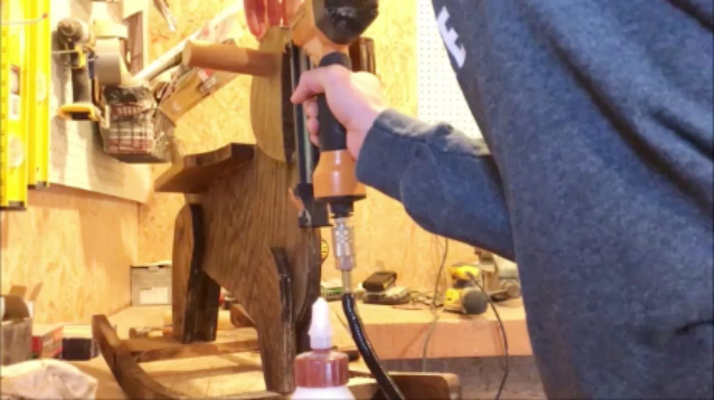 Nail Handle In Place, Wooden Rocking Horse Dog Plans