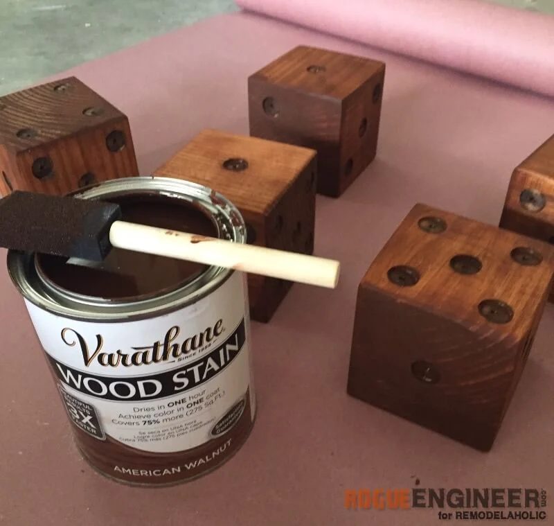 Handmade Yard Dice - Staining