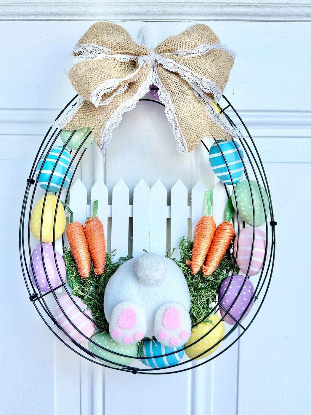 Dollar Tree Easter Egg Wreath Handmade Bunny Butt walkthrough, Bekob (22)