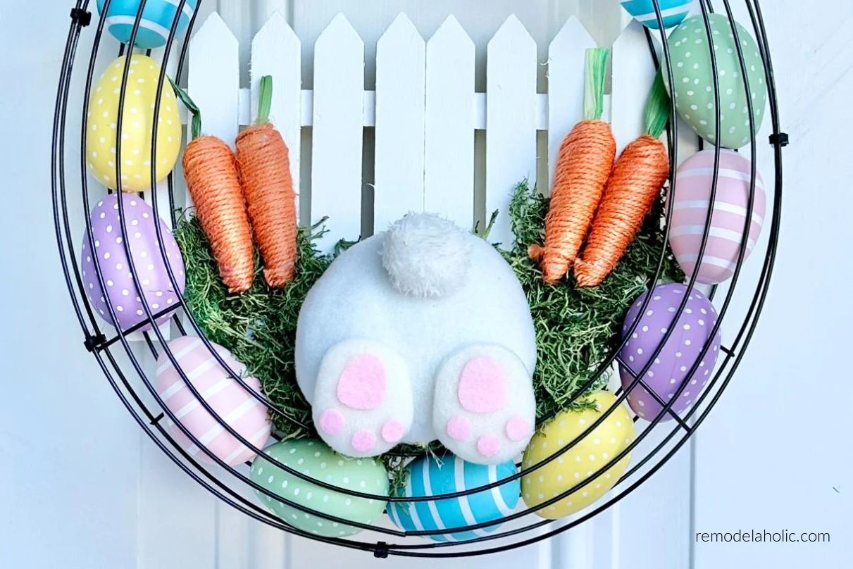 Whimsical Dollar Tree Bunny Butt Easter Egg Wreath Handmade