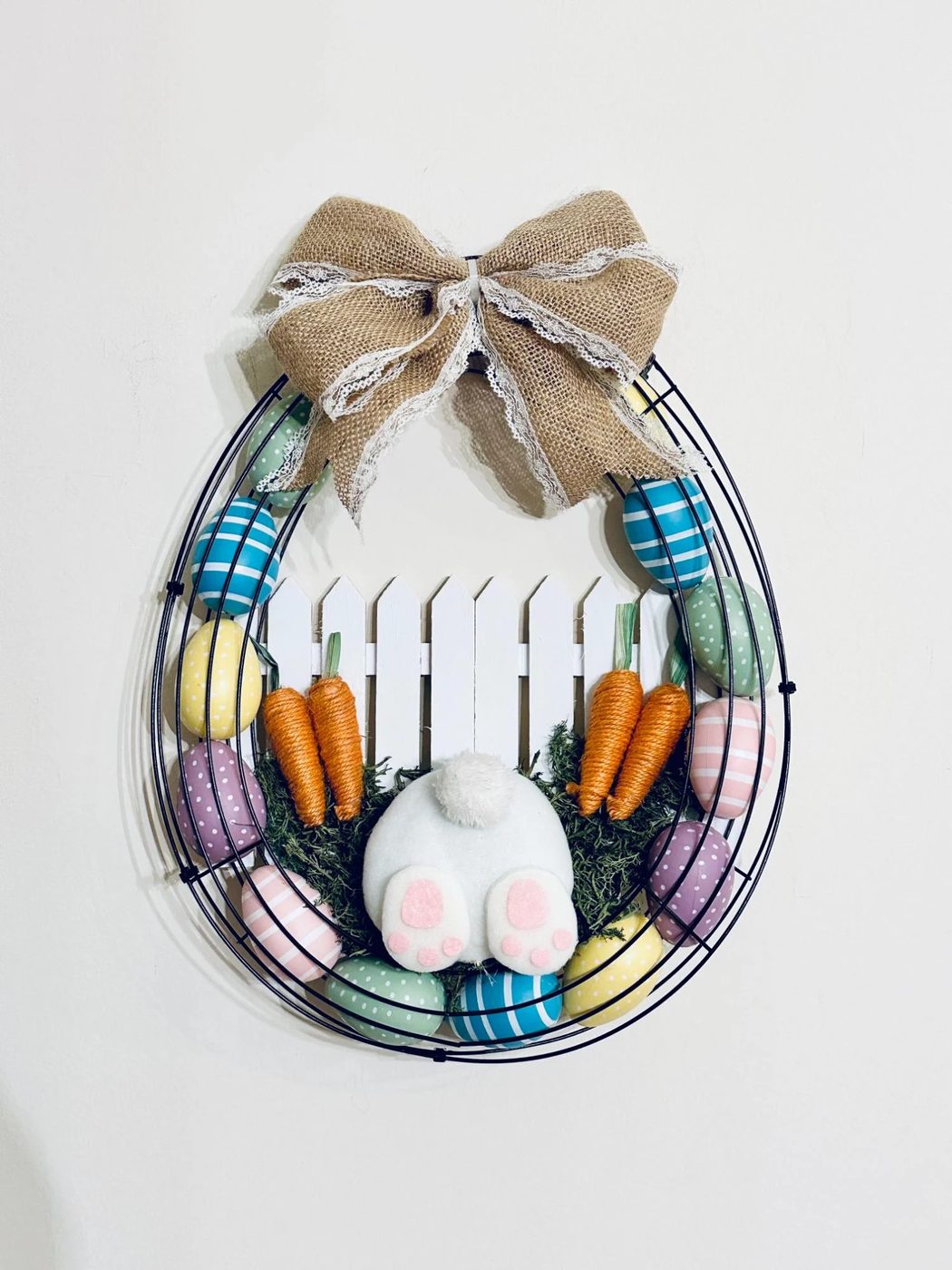 Dollar Tree Easter Egg Wreath Handmade Bunny Butt walkthrough, Bekob (15)