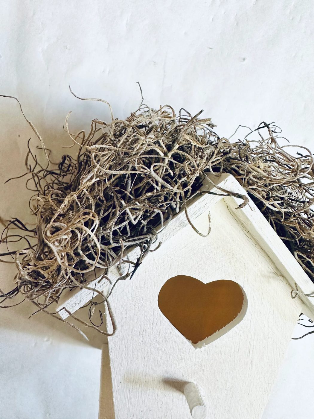 Step 5 Add Moss To Bird House Mum And Birdhouse Dollar Tree Fall Wreath Handmade Bekob (13)