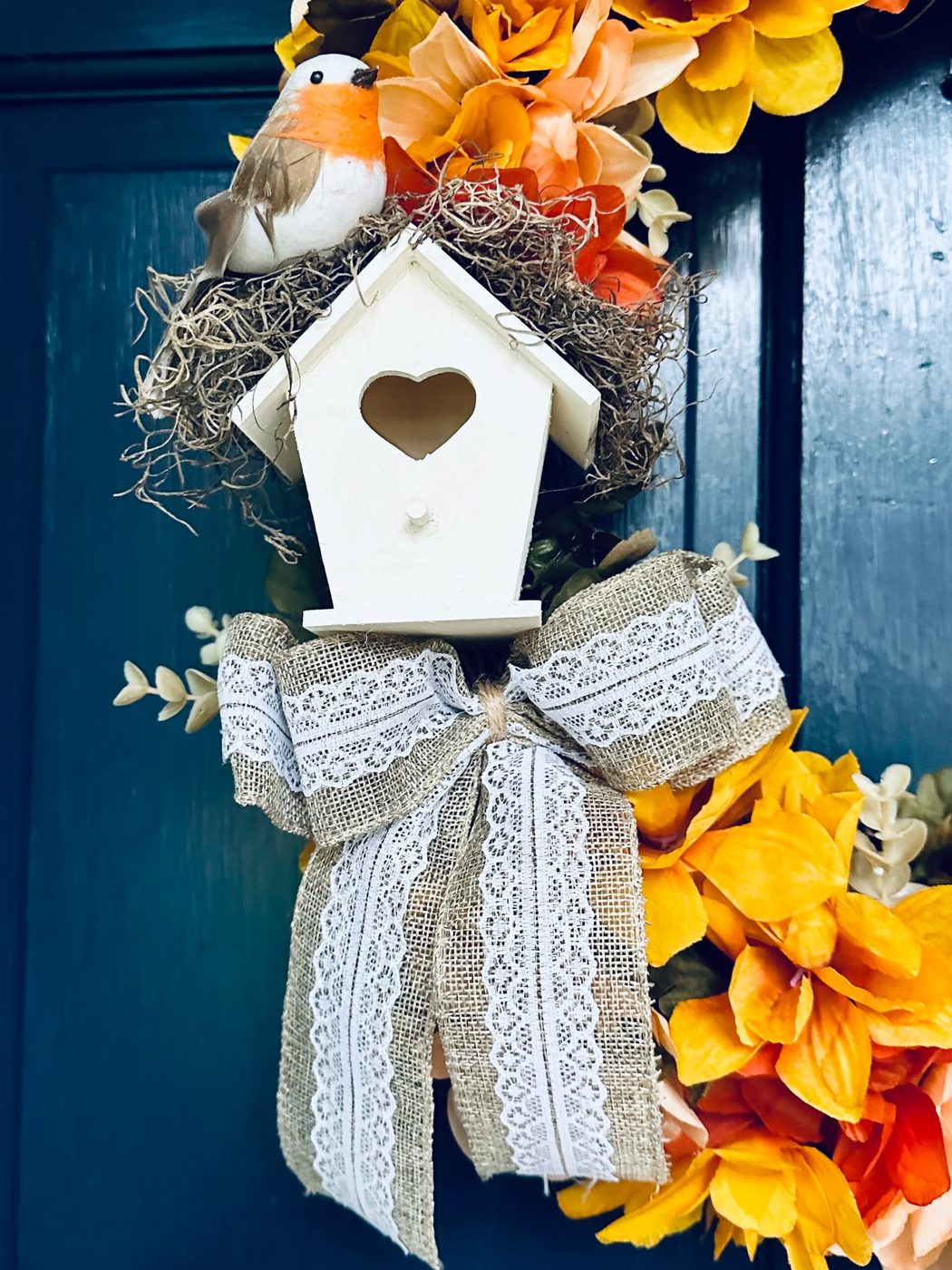 Mum And Birdhouse Dollar Tree Fall Wreath Handmade Bekob (29)