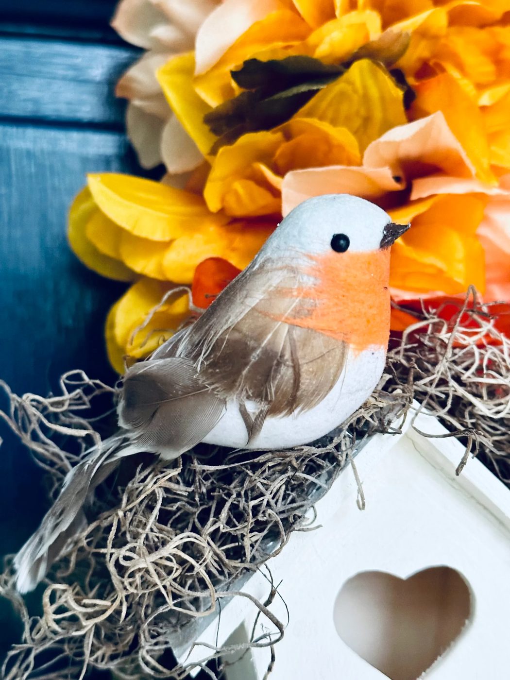Step 7 Glue On Bird Mum And Birdhouse Dollar Tree Fall Wreath Handmade Bekob (27)