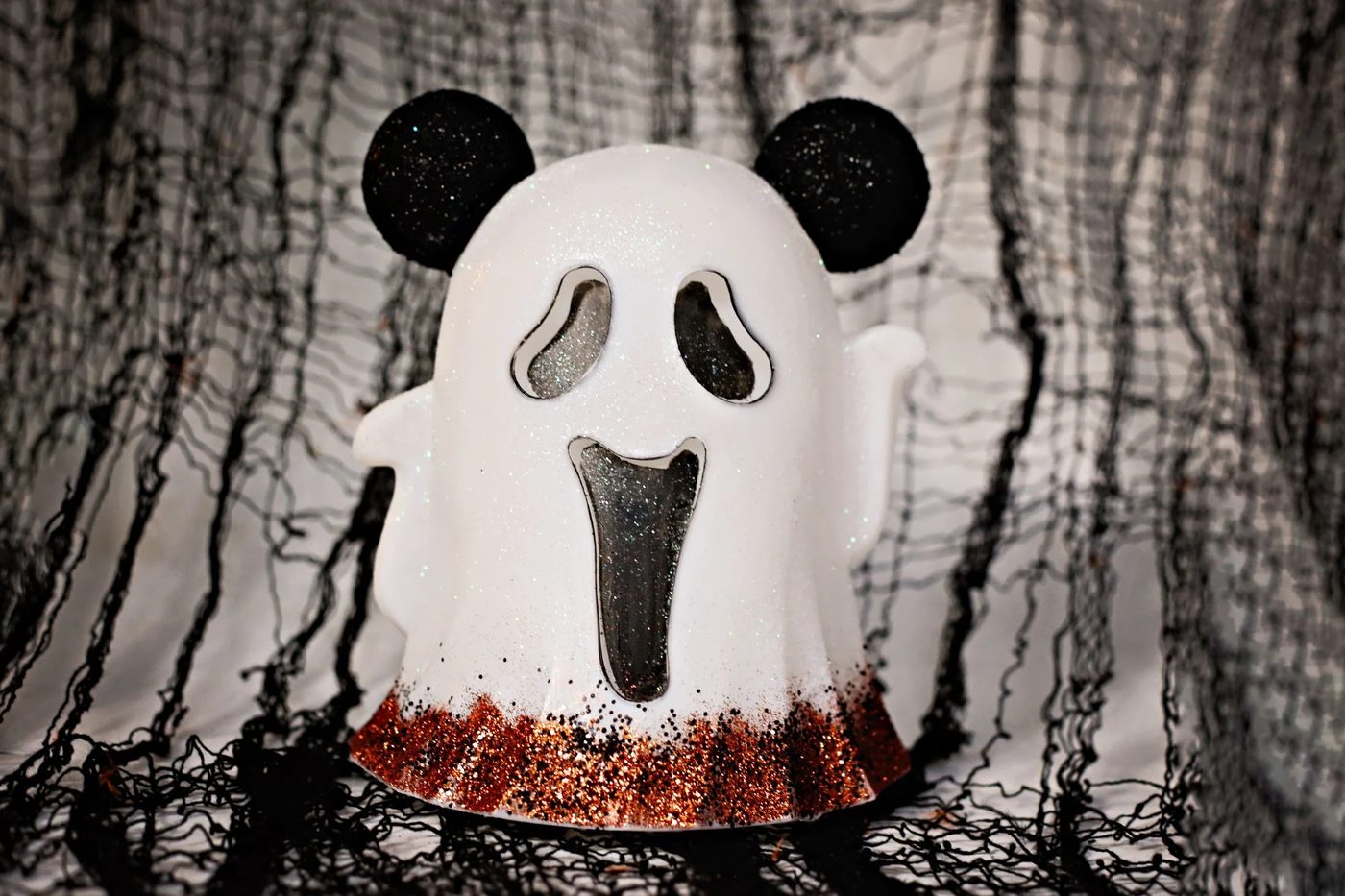 Handmade Mickey Mouse Ghost Luminary Orange 3, Bekob