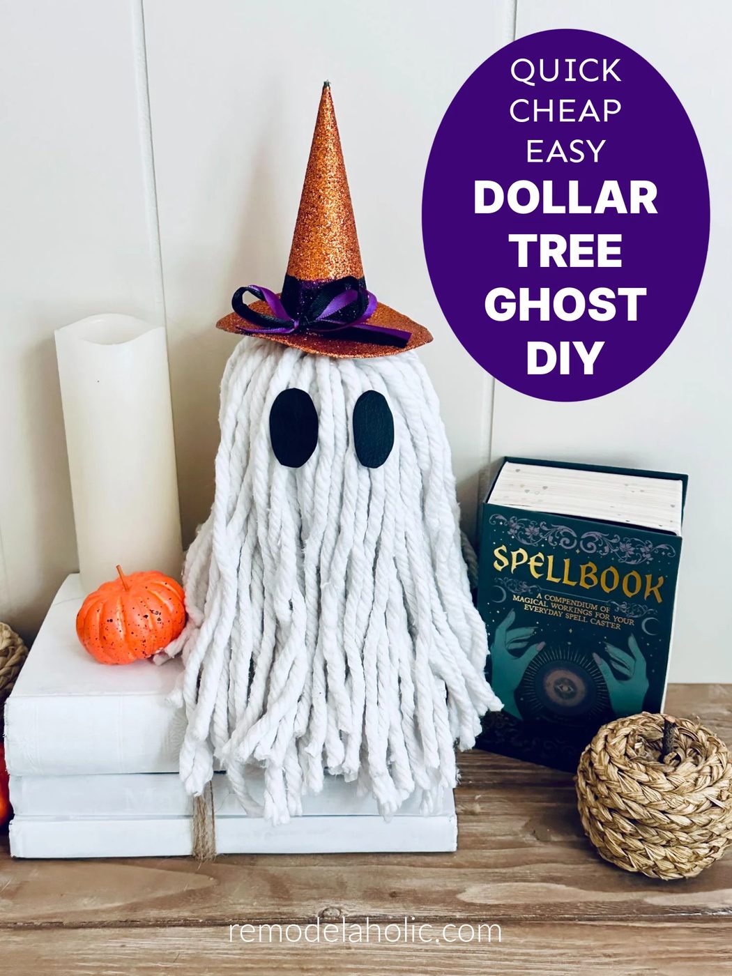 Quick low-cost straightforward Dollar Tree Ghost Mop Craft Decor walkthrough, Bekob