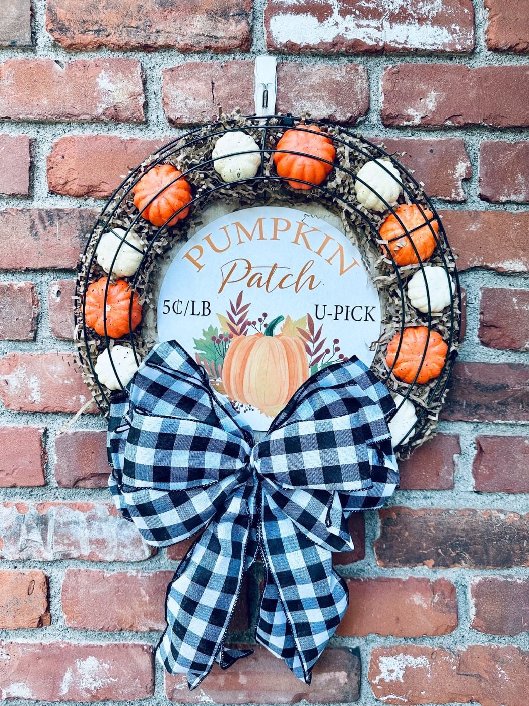 Dollar Tree Pumpkin Patch Wreath Fall Craft, Bekob (17)