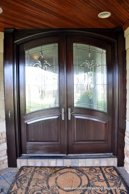 front door refinished with gel stain - Evolution of Style Blog