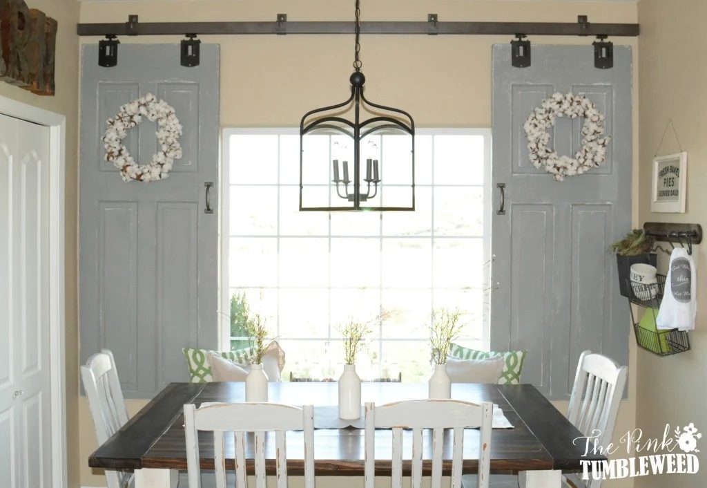 sliding barn door window treatment - The Pink Tumbleweed