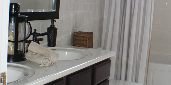 Double Bathroom Sinks And Tile For Multiple Kids
