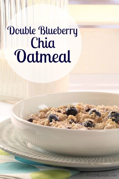 Double Blueberry Chia Oatmeal | FOODIEaholic.com #recipe #cooking #breakfast #brunch #oatmeal #chia #blueberry #healthy