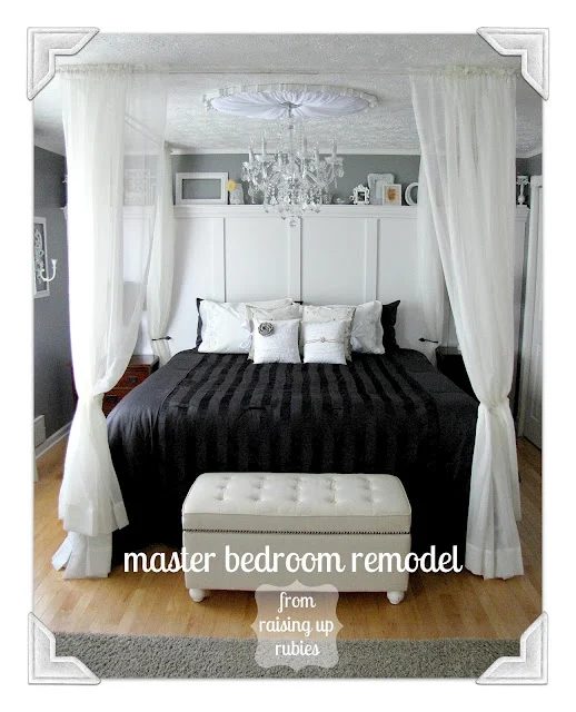 black and white master bedroom