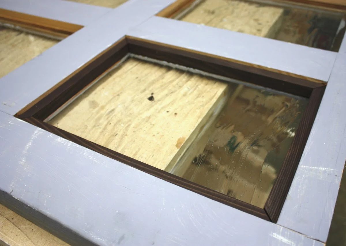 Handmade Secure backing for glass panels added to thrifted door by Its the Little Things featured on @Bekob