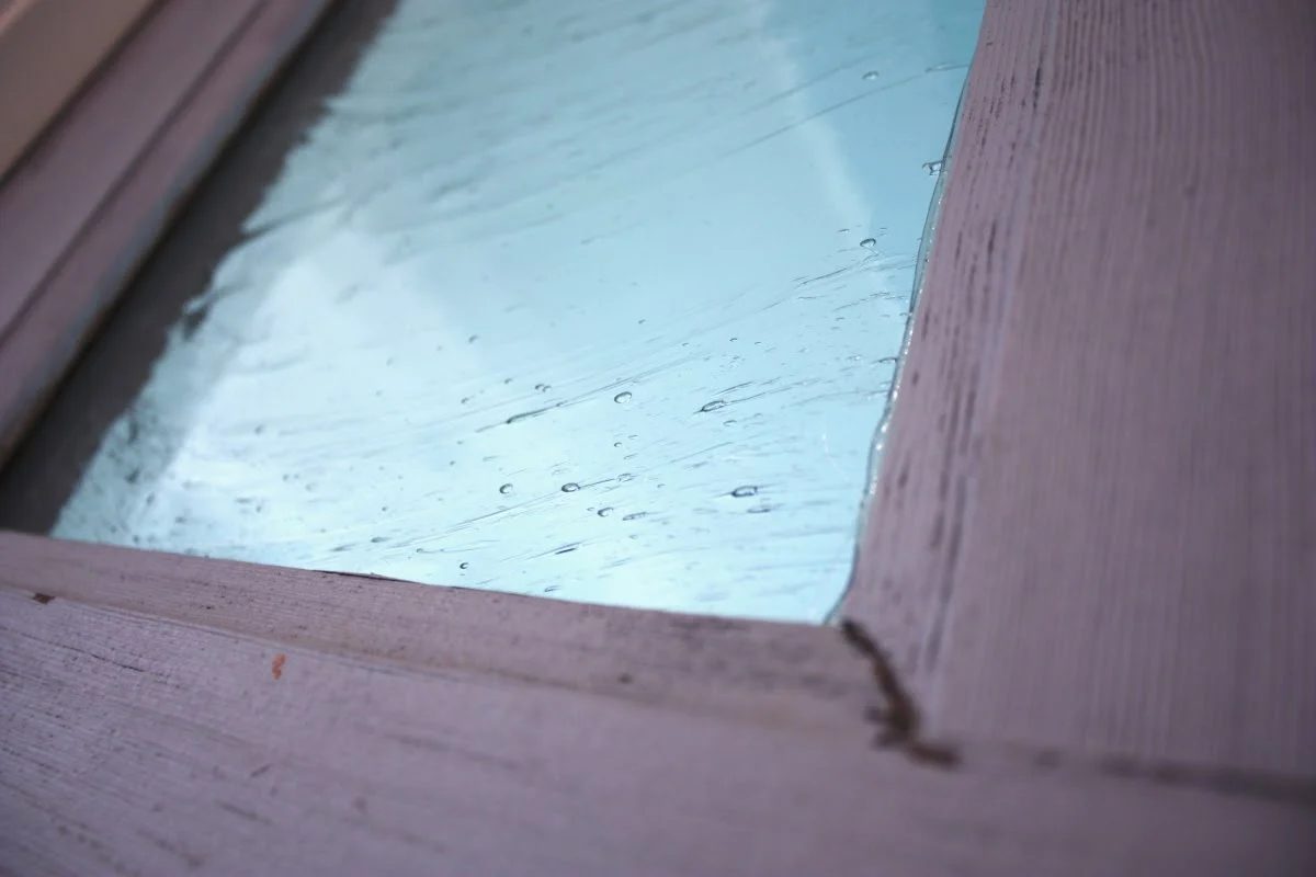 Hand-crafted Falling Rain glass used in door remodel by Its the Little Things featured on @Bekob