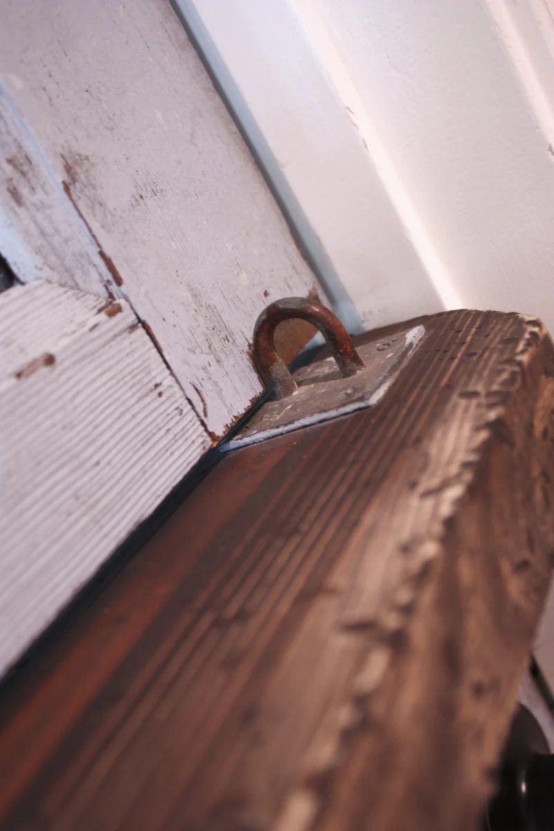 Rustic hardware for remodeling an old door into a dutch door with glass panels by Its the Little Things featured on @Bekob