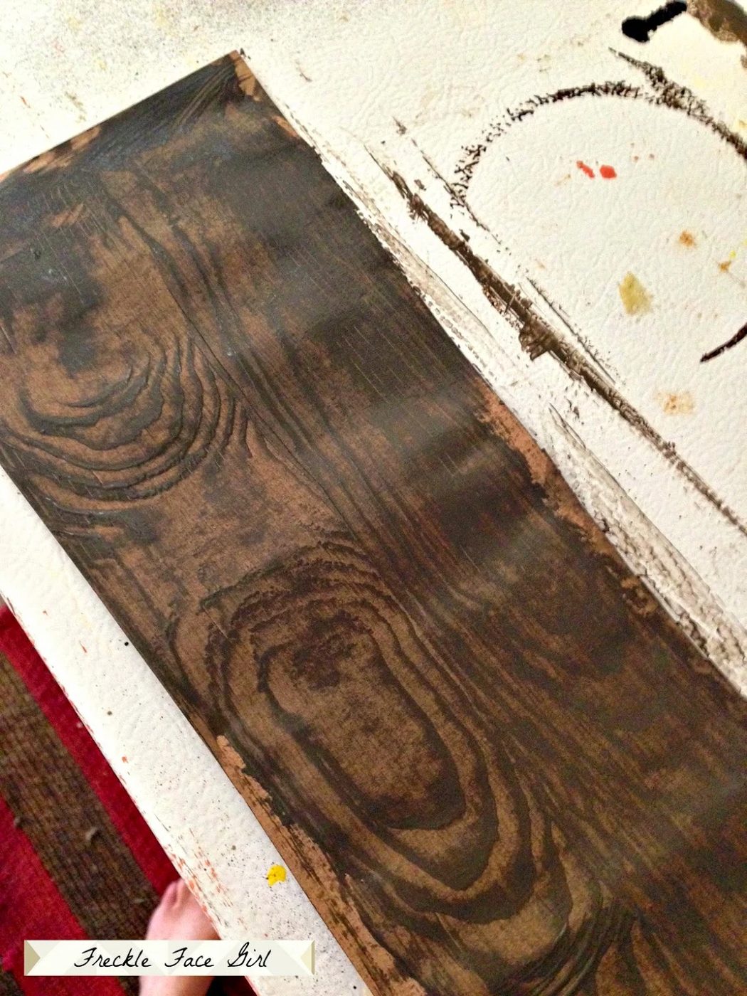 faux wood plank from brown paper, Freckle Face Girl for Bekob