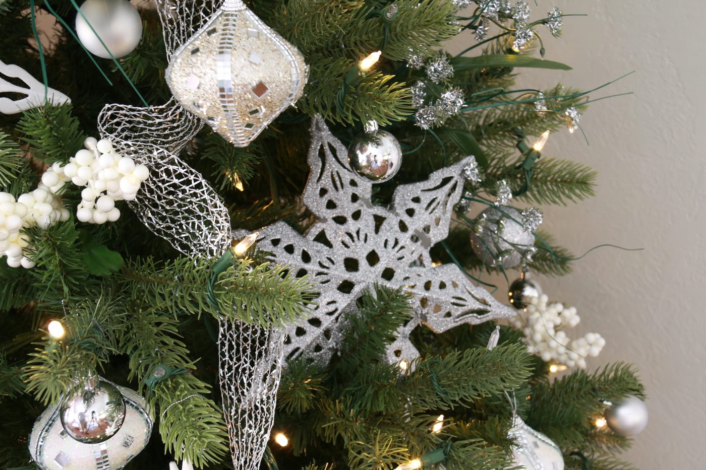 Dollar Store White and Silver Christmas Tree