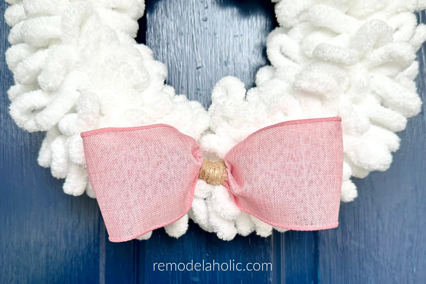straightforward Handmade Dollar Tree Bunny Wreath walkthrough Loop Yarn With Pink Burlap Ribbon Bow, Bekob