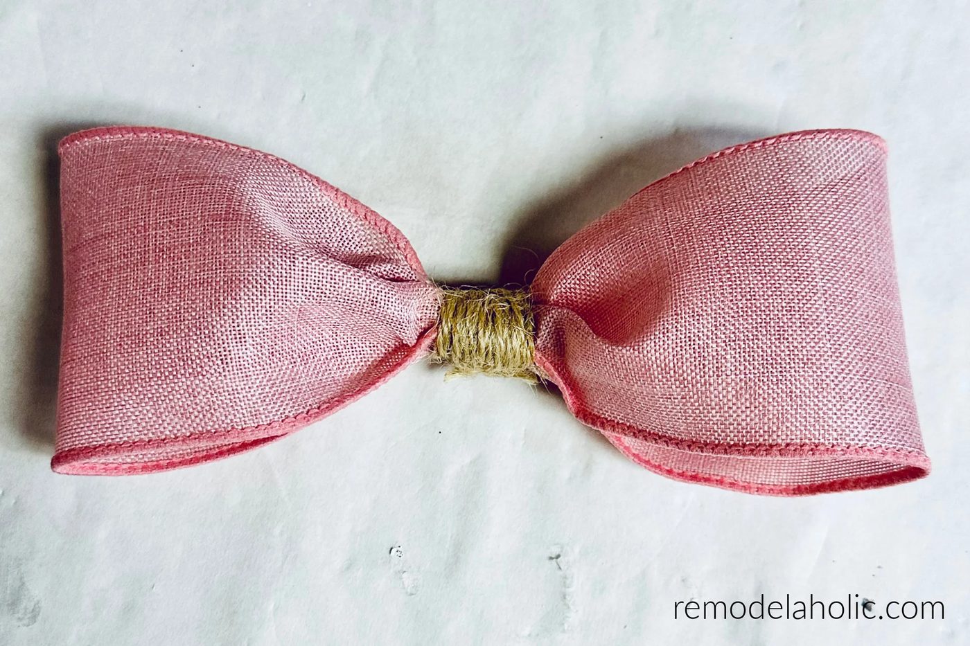 straightforward Handmade Dollar Tree Bunny Wreath walkthrough, Make A Burlap Ribbon Bow With Twine 03 Bekob