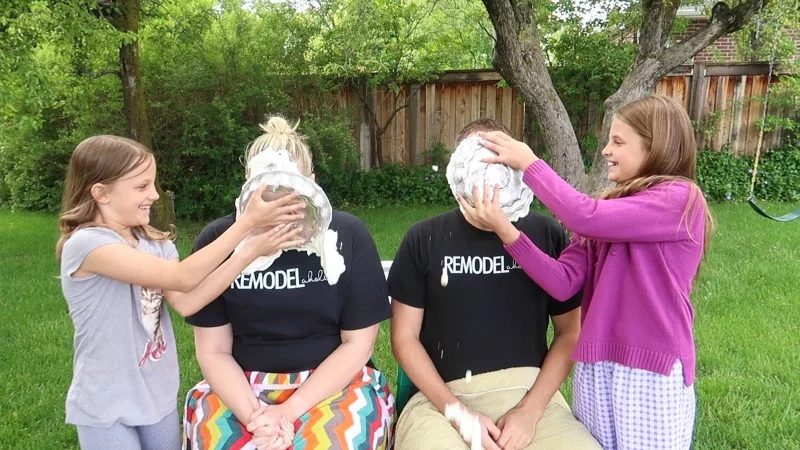 Pregnant Mom And Dad With Pie Smashed In Their Faces By Children For Baby Gender Reveal Party #Bekob