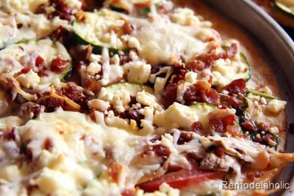 straightforward Bacon and Veggie Pizza