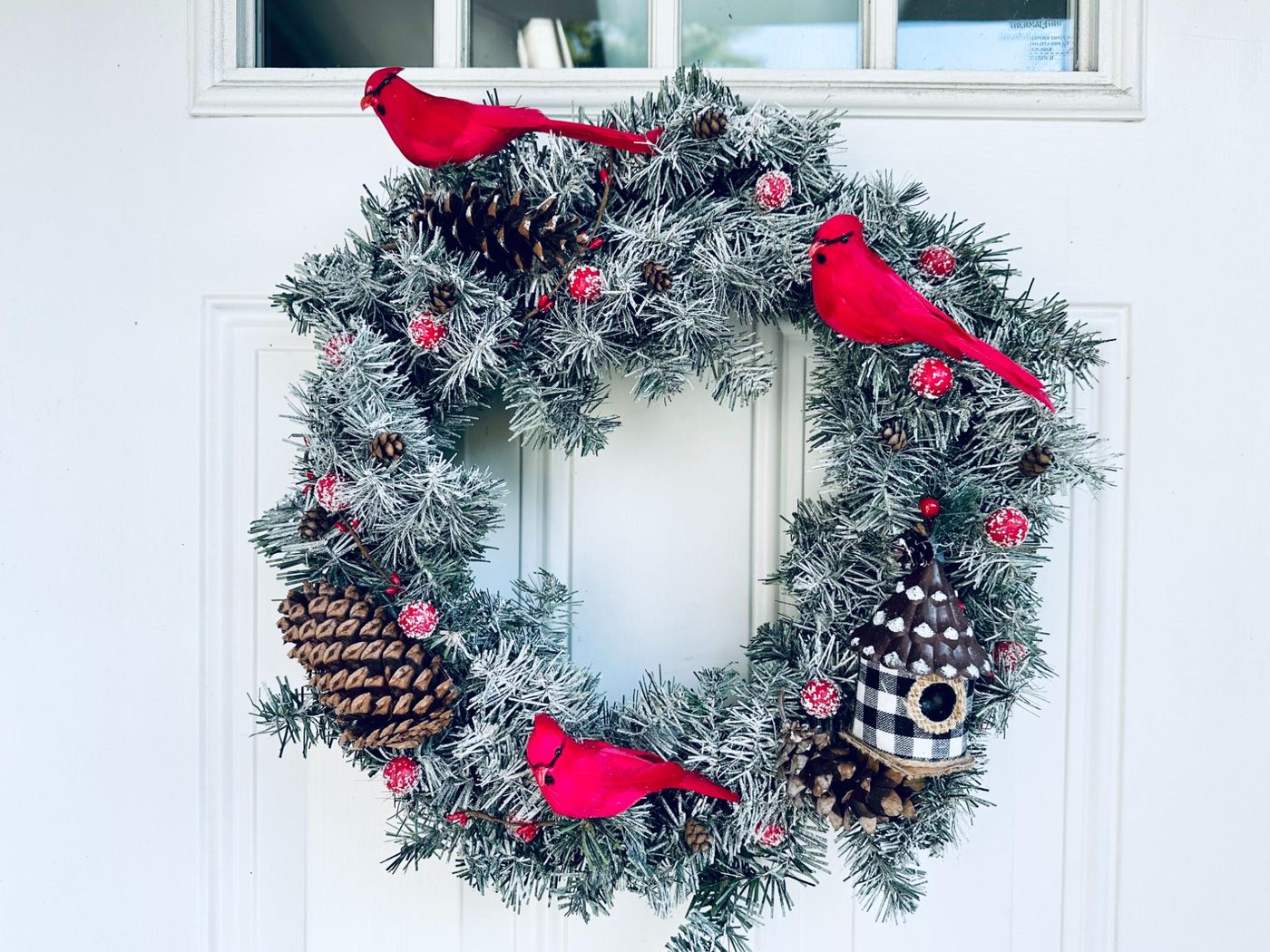 How To Flock A Handmade Cardinal Winter Wreath walkthrough, Bekob (20)
