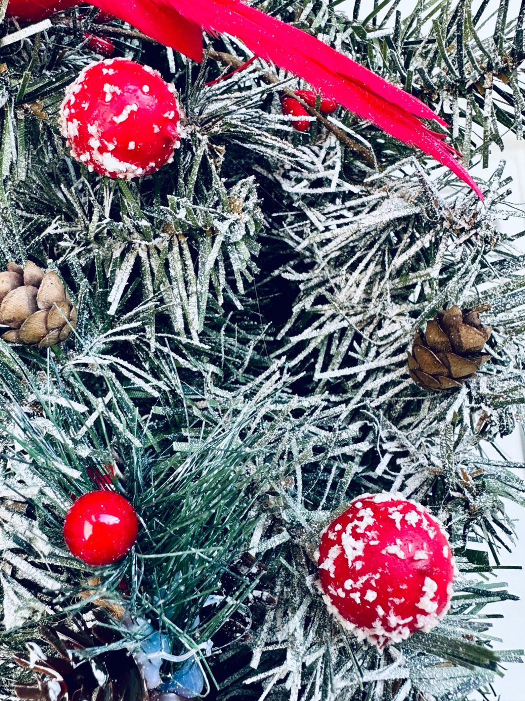 How To Flock A Handmade Cardinal Winter Wreath walkthrough, Bekob (31)