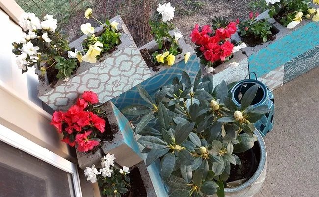 straightforward Creative Planter option, Cinder Block Planter