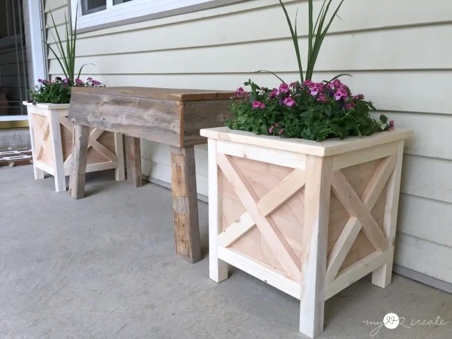 Outdoor Planter option, Square X Wood Planter MyLove2Create