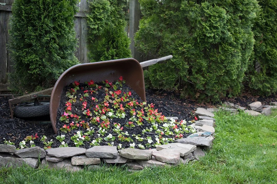 Creative Flower Bed option, Diy Tipped Wheelbarrow Planter The Honeycomb Home