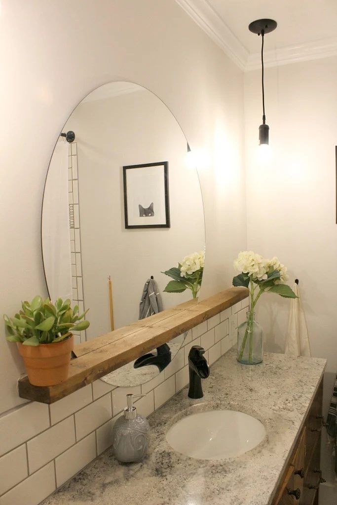 Modern Bathroom Round Sunrise Floating Mirror Handmade, Woodshop Diaries Featured On @Bekob (2)