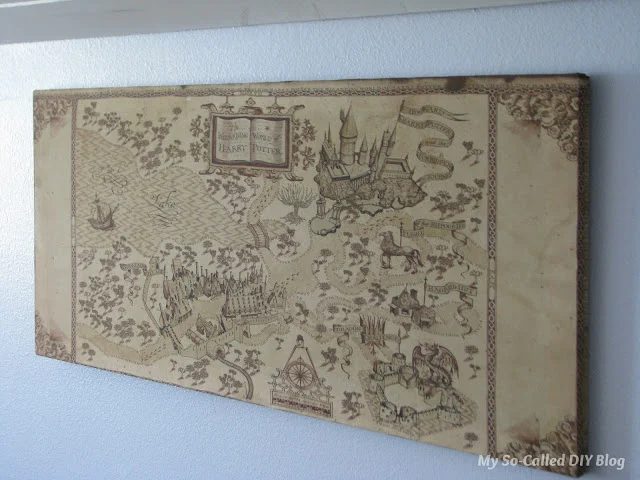 Handmade wall art - straightforward fabric Harry Potter map canvas My So Called Handmade Blog