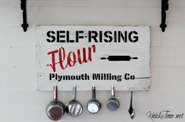 Handmade wall art - vintage kitchen sign and measuring cup organizer Knick of Time