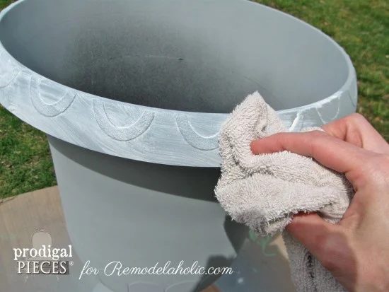 Handmade Faux Zinc Finish on a Garden Urn Planter by Prodigal Pieces for Bekob