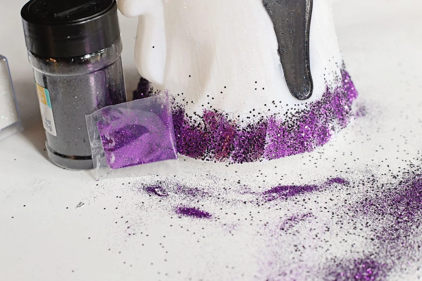 Handmade Mickey Mouse Ghost Luminary Add Purple Glitter, Bekob