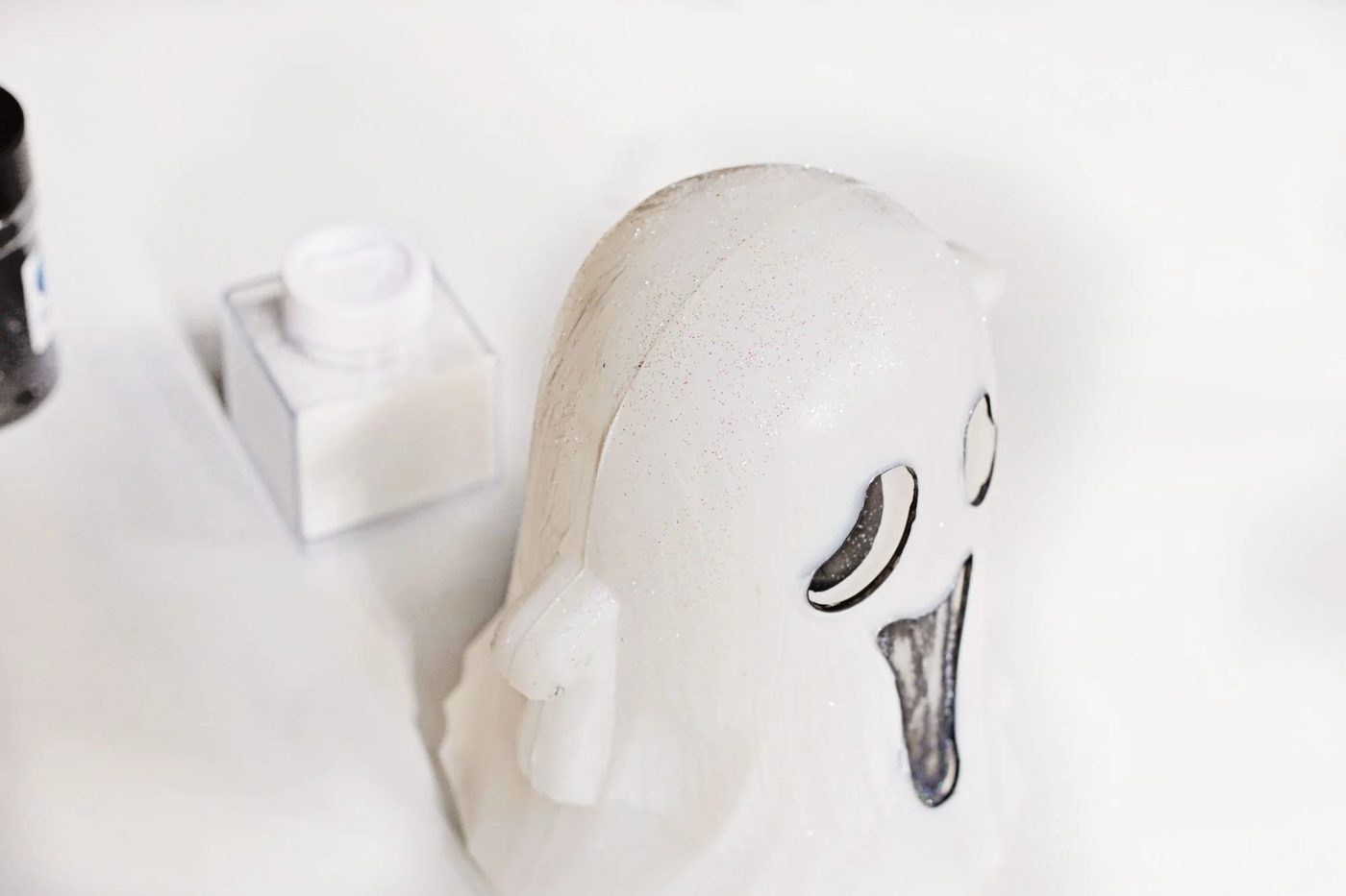 Handmade Mickey Mouse Ghost Luminary Add White Glitter, Bekob
