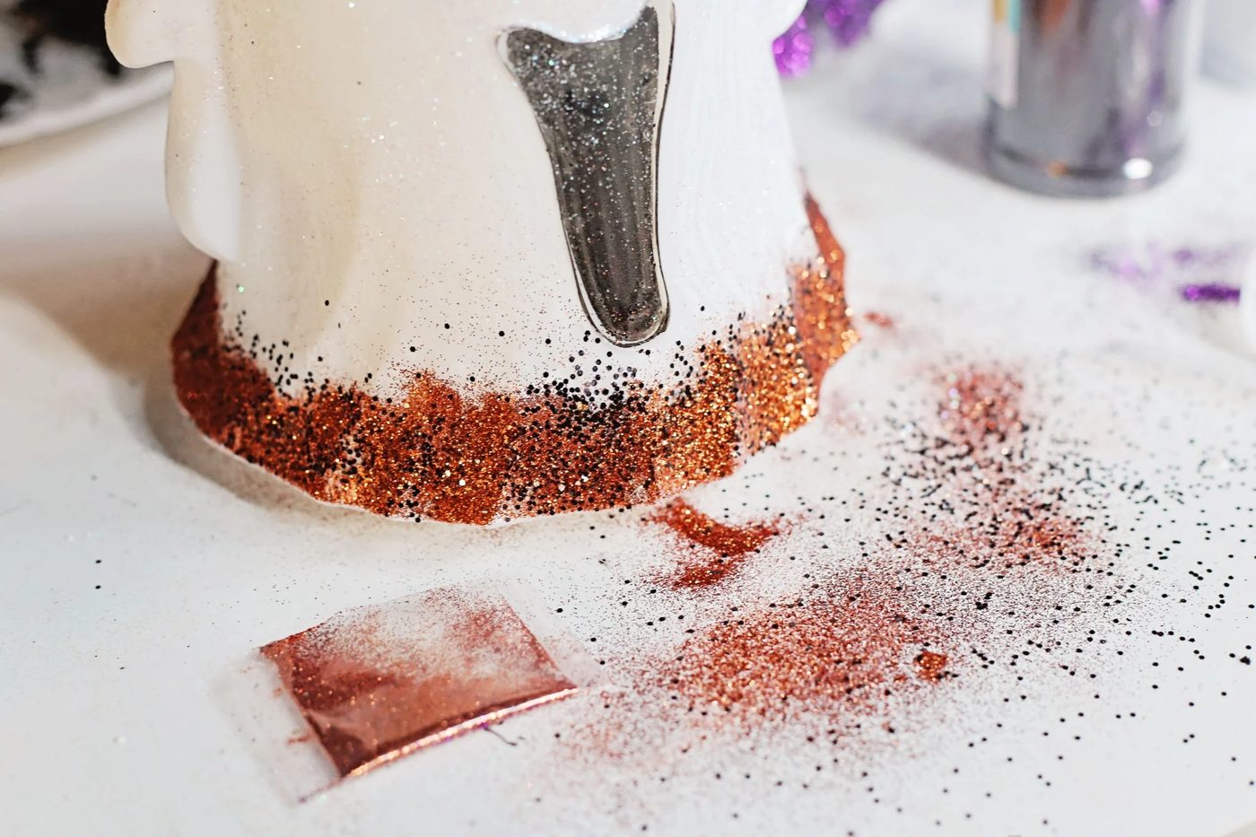 Handmade Mickey Mouse Ghost Luminary Add Orange Glitter, Bekob