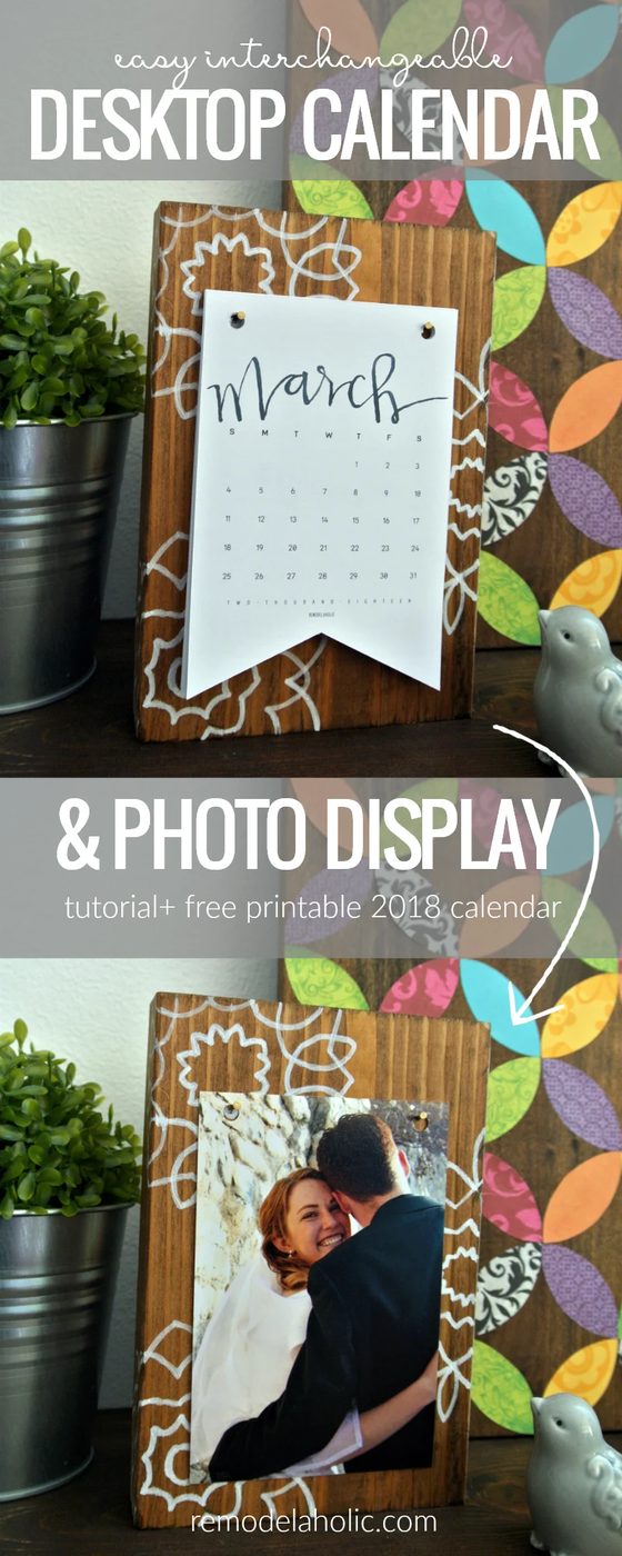 straightforward Interchangeable Desktop Calendar And Photo Display, Free Printable 2018 Calendar @Bekob