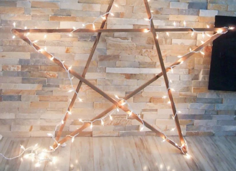 Handmade Large Rustic Wood Star with Lights For Under $5!