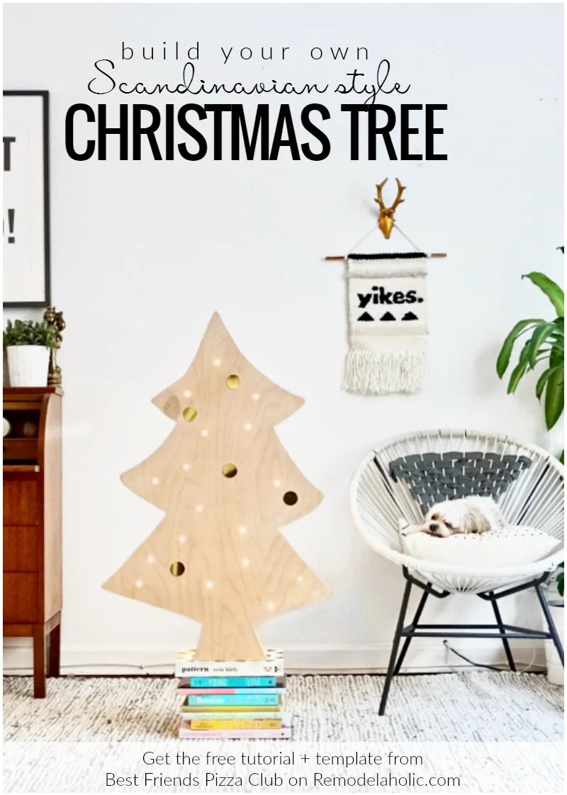 How To Build A direct Scandinavian Style Handmade Plywood Christmas Tree With Lights, Best Friends Pizza Club Featured On @Bekob Crop