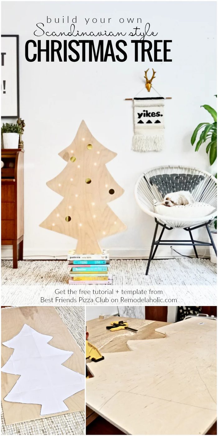 How To Build A direct Scandinavian Style Handmade Plywood Christmas Tree With Lights, Best Friends Pizza Club Featured On @Bekob
